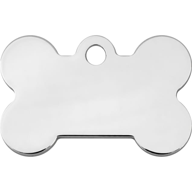 Quick-Tag Chrome Bone Personalized Engraved Pet ID Tag, Small