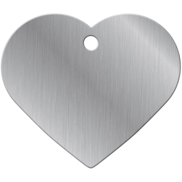 Quick-Tag Large Brushed Chrome Heart Personalized Engraved Pet ID Tag - Carousel image #1