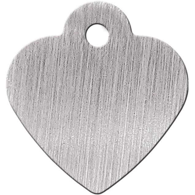 Quick-Tag Small Brushed Chrome Heart Personalized Engraved Pet ID Tag - Carousel image #1