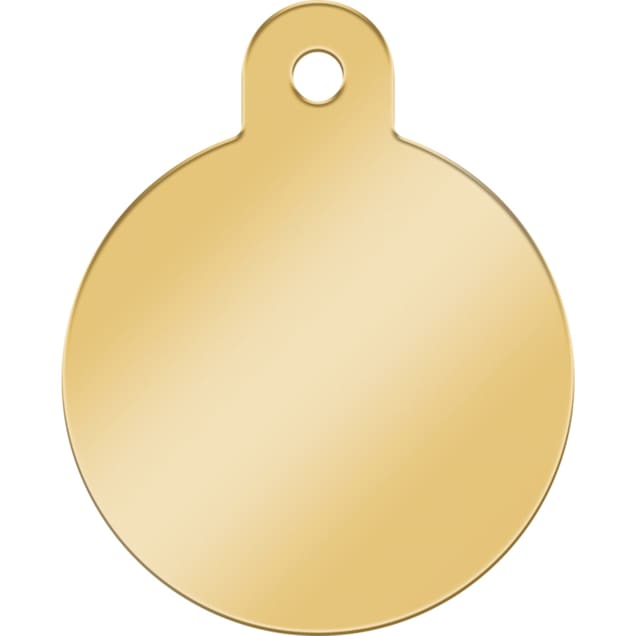 Quick-Tag Large Gold Circle Personalized Engraved Pet ID Tag