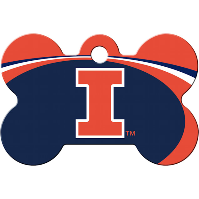 Quick-Tag Illinois Fighting Illini NCAA Bone Personalized Engraved Pet ID Tag - Carousel image #1