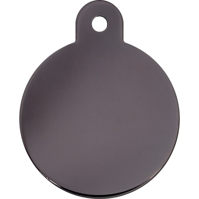 Quick-Tag Large Smokey Black Circle Personalized Engraved Pet ID Tag - Carousel image #1