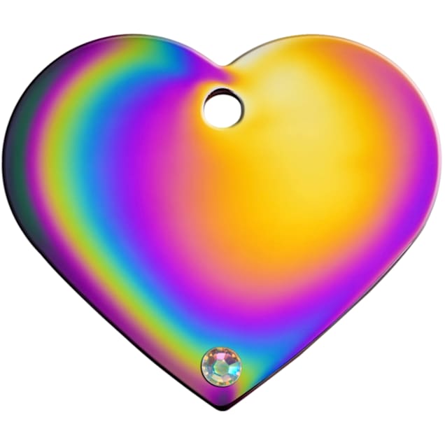 Quick Large Crystal Rainbow Heart Personalized Engraved Pet Id Petco