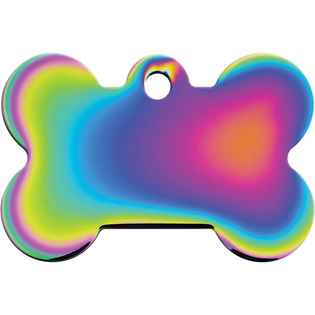 Quick Tag Large Rainbow Bone Personalized Engraved Pet ID Tag Petco
