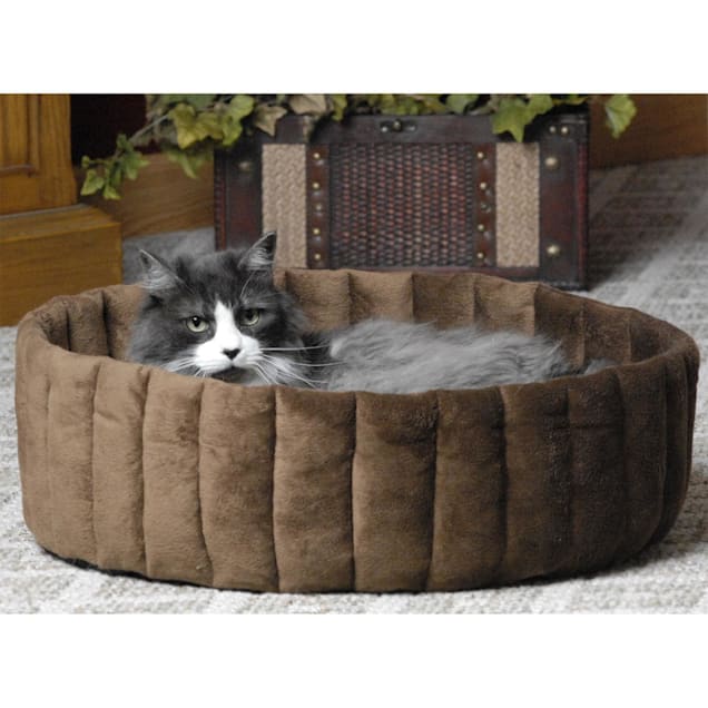 K&H Kitty Cup Tan & Mocha Cat Bed, 20" L x 20" W - Carousel image #1
