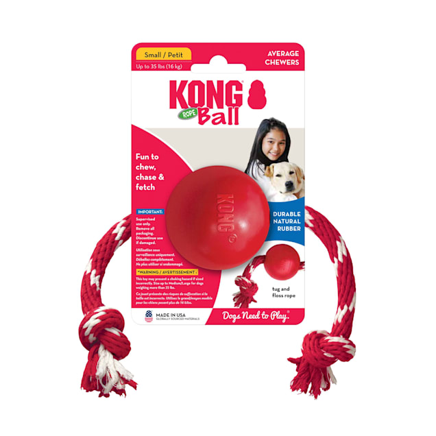 KONG Ball w Rope Dog Toy Small Petco