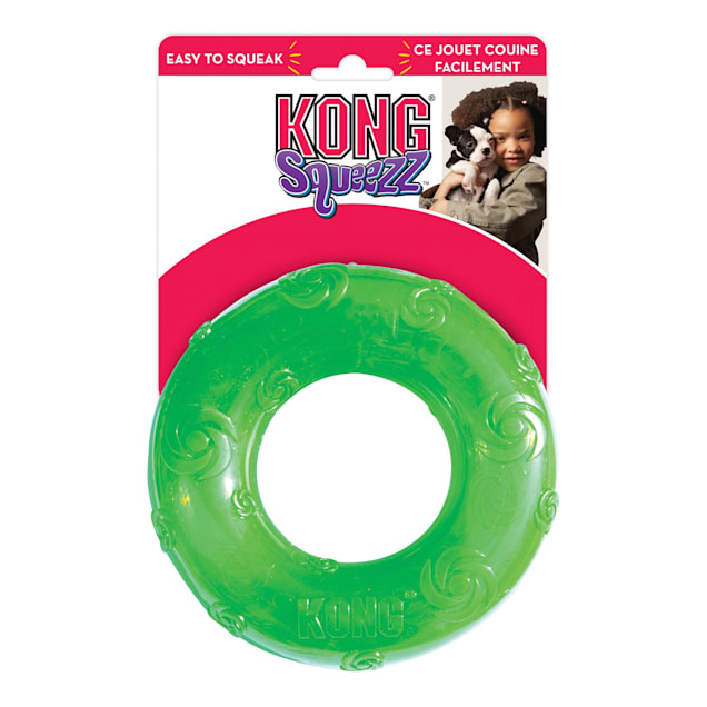 Assorted Colors KONG Squeezz® Confetti Bone For Large Dogs Durable Squeaky Dog Chew and Fetch Toy