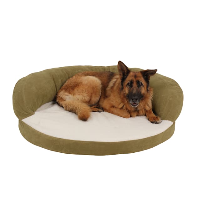 Carolina Pet Company Sage Green Orthopedic Bolster Dog Bed, 50" L x 15