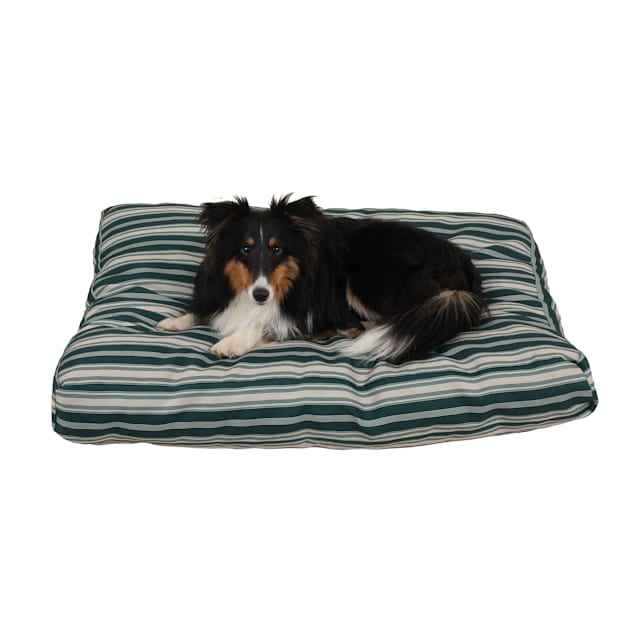 Carolina Pet Company Indoor Outdoor Jamison Green Striped Dog Bed, 36" L X 27" W X 4" H - Carousel image #1