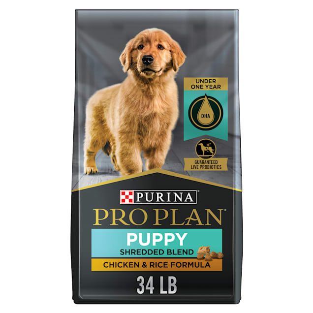 Purina Pro Plan High Protein Shredded Blend Chicken & Rice Formula Dry Puppy Food, 34 lbs. - Carousel image #1