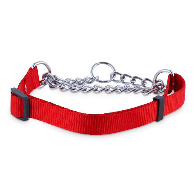 Petco Red Check Nylon and Chain Dog Collar 3 4