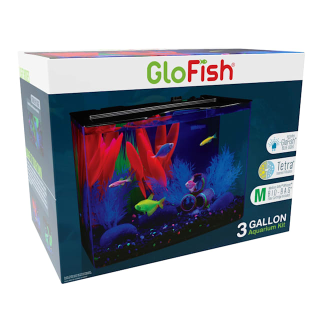 GloFish Crescent Hidden Blue LED Light and Internal Filter Aquarium Kit 3 Gallons 13