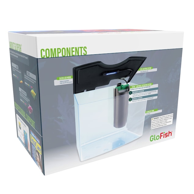 Glofish Crescent Hidden Blue Led Light And Internal Filter Aquarium Kit 3 Gallons 13 L X 7 W X 12 H Petco