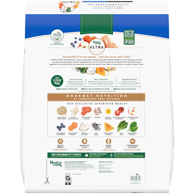 Nutro Ultra Chicken Lamb and Salmon Protein Trio Large Breed Adult Dry Dog Food 30 lbs. Petco