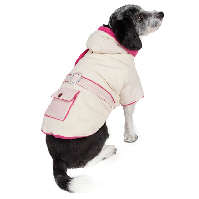 Pet Life Tan & Pink Jewel Dog Jacket, X-Small - Carousel image #1