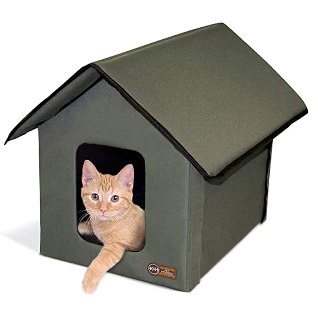 Outdoor Cat House K H Outdoor Kitty House in Olive Petco