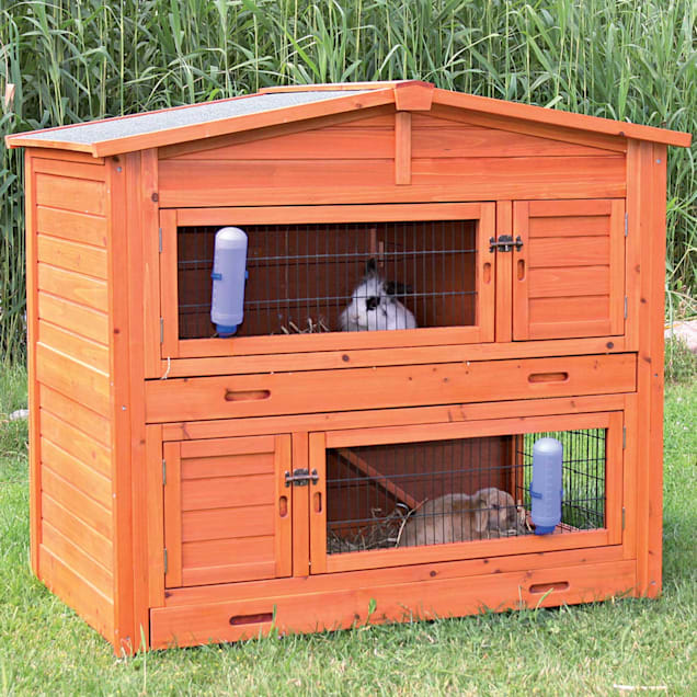 trixie natura two story peaked roof rabbit hutch 52 25 l x 32 25 w x 47 25 h
