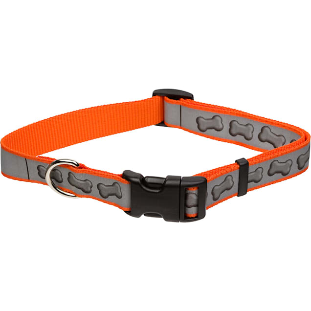 Coastal Pet Products Lazer Brite Personalized Reflective Orange Bone Adjustable Dog Collar, Large - Carousel image #1