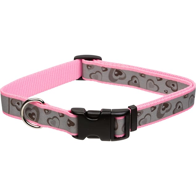 Coastal Pet Products Lazer Brite Personalized Reflective Pink New Hearts Adjustable Dog Collar, Large - Carousel image #1