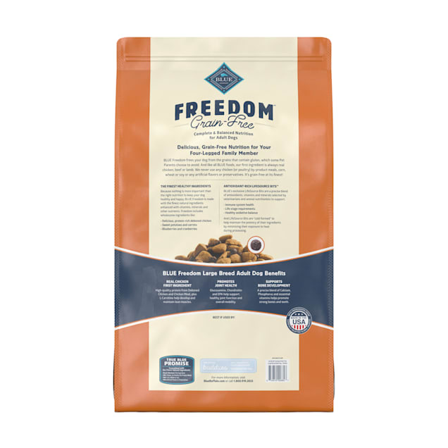 Blue Buffalo Blue Freedom Grain Free Large Breed Adult Chicken Recipe Dry Dog Food 24 lbs