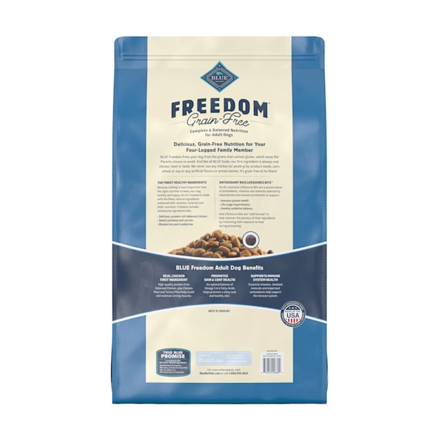 Blue Buffalo Blue Freedom Grain Free Natural Adult Chicken Dry Dog Food 24 lbs