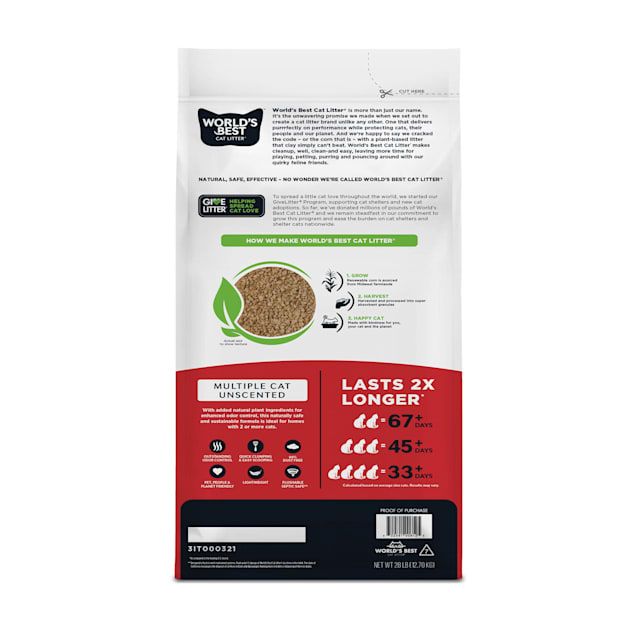 World s Best Cat Litter Multiple Cat Clumping Formula 15 lb bag