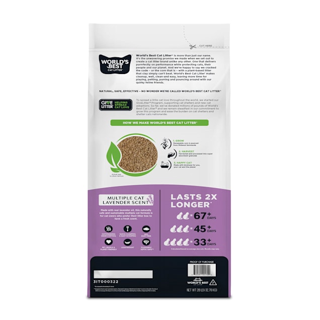 World s Best Cat Litter Lavender Scented Flushable Corn Cat Litter 28 lbs. Petco