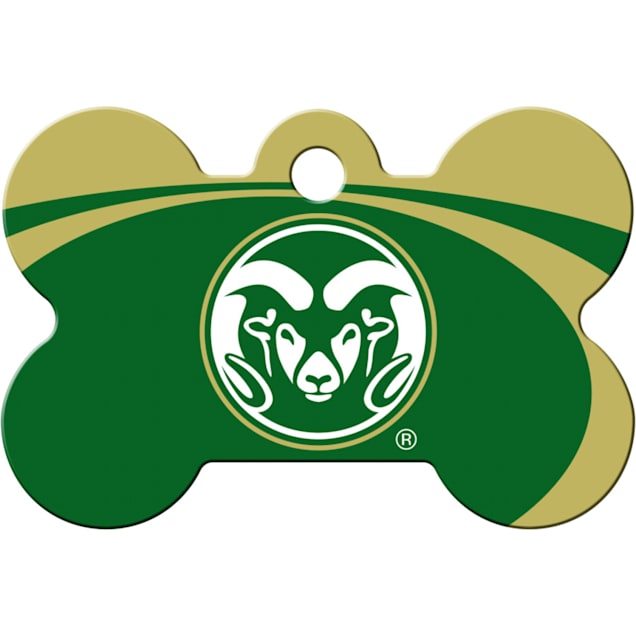 Quick-Tag Colorado State Rams NCAA Bone Personalized Engraved Pet ID Tag, 1 1/2" W X 1" H - Carousel image #1