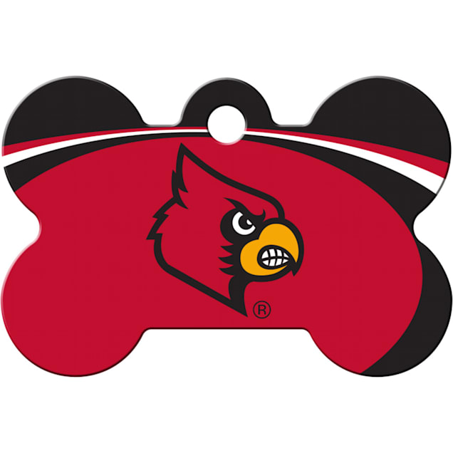 Quick-Tag Louisville Cardinals NCAA Bone Personalized Engraved Pet ID Tag,  1 1/2 W X 1 H