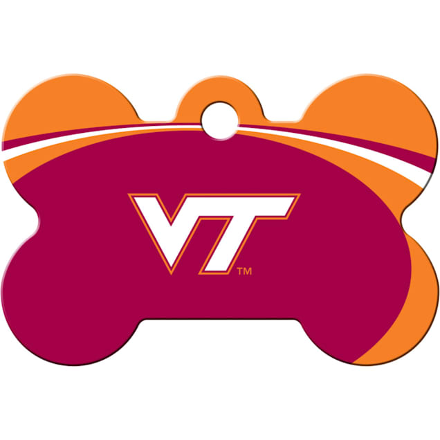 Quick-Tag Virginia Tech NCAA Bone Personalized Engraved Pet ID Tag, 1 1/2" W X 1" H - Carousel image #1