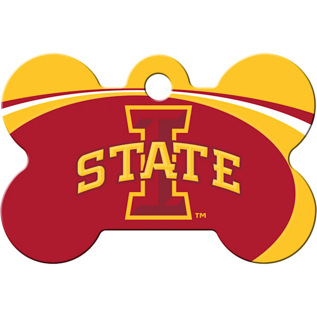 Quick-Tag Iowa State NCAA Bone Personalized Engraved Pet ID Tag, 1 1/2" W X 1" H - Carousel image #1