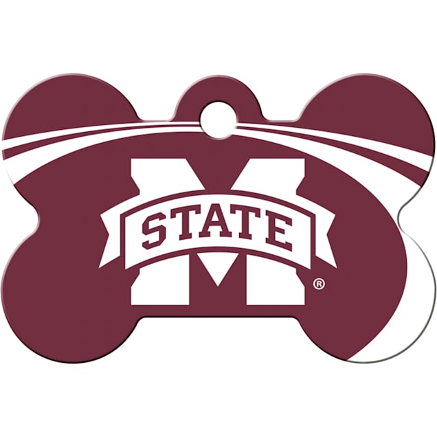 Quick-Tag Mississippi State NCAA Bone Personalized Engraved Pet ID Tag, 1 1/2" W X 1" H - Carousel image #1