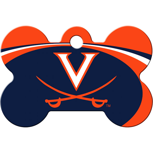 Quick-Tag University of Virginia NCAA Bone Personalized Engraved Pet ID Tag, 1 1/2" W X 1" H - Carousel image #1