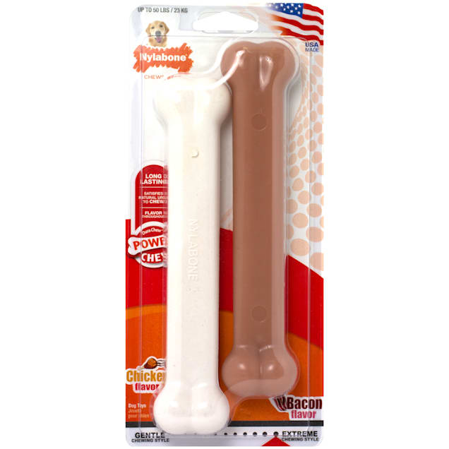 Nylabone Dura Chew Twin Pack Bacon & Chicken Flavored Dog Chews, Large - Carousel image #1