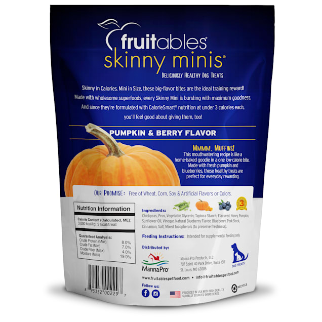 Fruitables Skinny Minis Pumkin Berry Flavor Soft Deliciously Healthy Dog Treats 5 oz. Petco
