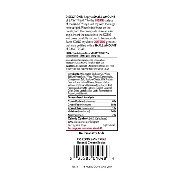 Kong cheese spray ingredients 2025