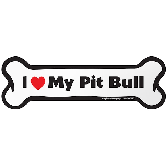 Imagine This "I Love My Pit Bull" Bone Car Magnet - Carousel image #1