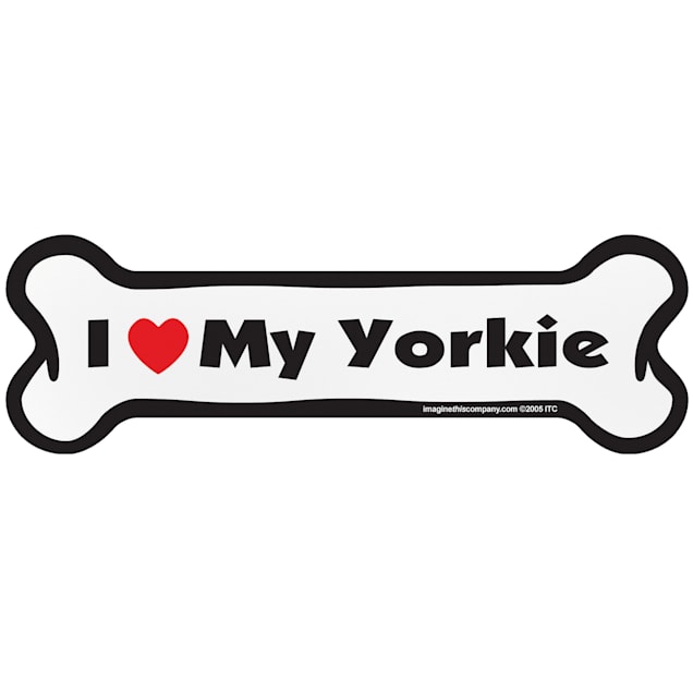 Imagine This "I Love My Yorkie" Bone Car Magnet - Carousel image #1