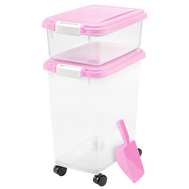 Iris Pink and Clear Airtight Three Piece Food Storage Combo, 10.8 L X  16.5 W X 18.6 H, 3 pc.