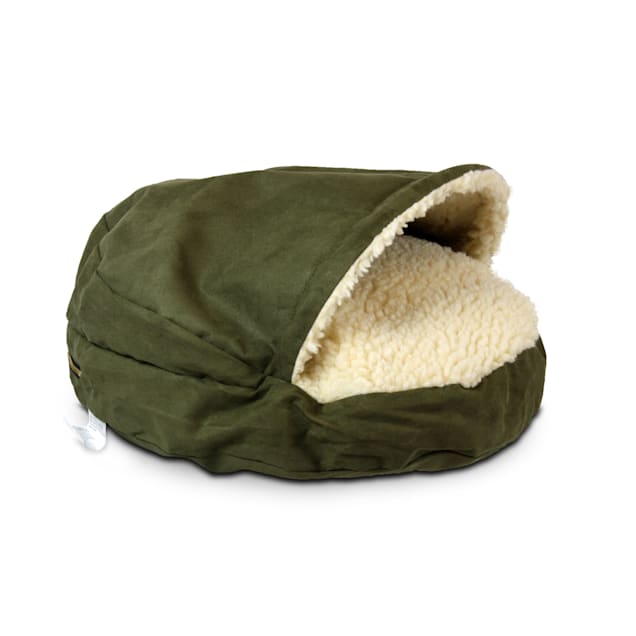 Snoozer Luxury Orthopedic Cozy Cave Pet Bed in Olive & Cream, 25" L x 25" W - Carousel image #1