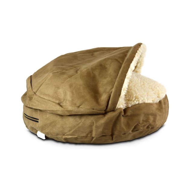 Snoozer Luxury Orthopedic Cozy Cave Pet Bed in Camel & Cream, 25" L x 25" W - Carousel image #1