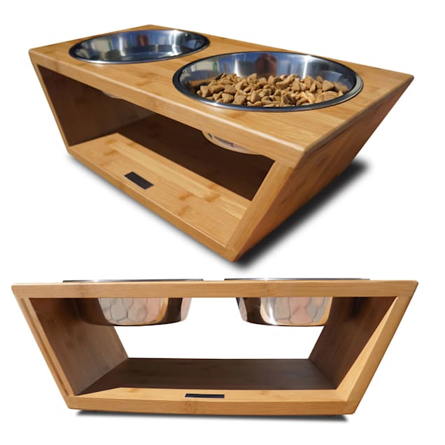 Live Edge Raised Pet Stand for Food or Water Bowls, Spalted Maple or Black  Walnut