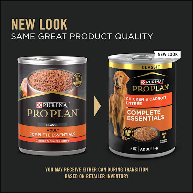 Purina Pro Plan Grain Free Complete Essentials Chicken and Carrots Entree Classic Dog Food Pate, 13 oz.