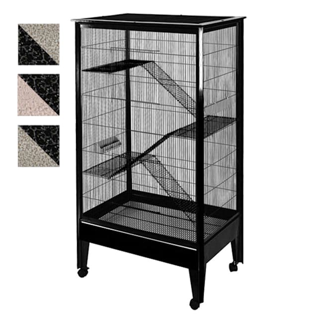 A&E Cage Company 4 Level Small Animal Cage on Casters in Black and Platinum, 32" L X 23" W X 62" H - Carousel image #1