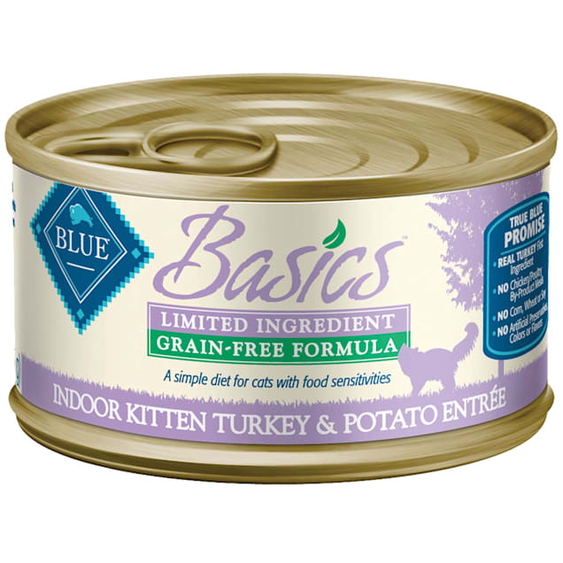 Blue Buffalo Blue Basics Kitten Grain-Free Turkey Recipe Entree Wet Cat Food, 3 oz., Case of 24 - Carousel image #1