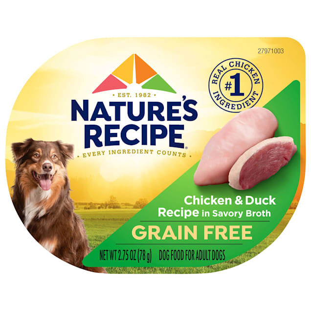Nature's Recipe Grain Free Adult Dog Food Trays, Chicken & Duck, 2.75 oz., Case of 12 - Carousel image #1