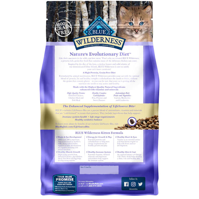 Blue Buffalo Blue Wilderness Natural High Protein Chicken Dry Kitten Food 5 lbs