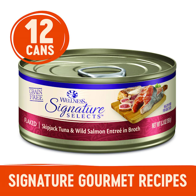 Wellness CORE Signature Selects Natural Grain Free Flaked Skipjack Tuna Salmon Wet Cat Food 5.3 oz. Case of 12