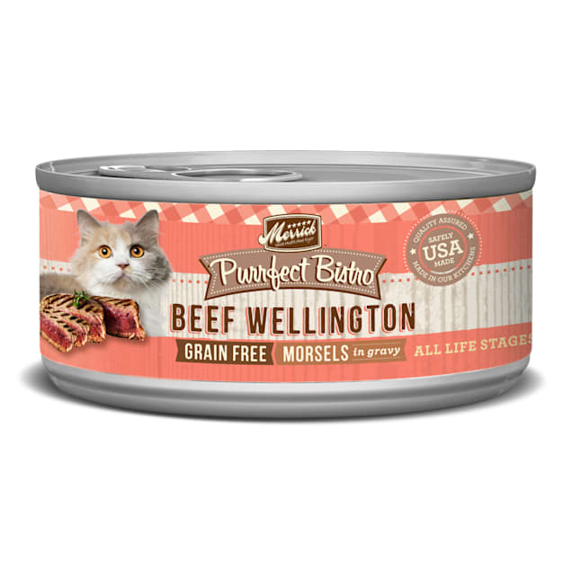 Merrick Purrfect Bistro Grain Free Beef Wellington Morsels in Gravy Wet Cat Food, 5.5 oz., Case of 24 - Carousel image #1