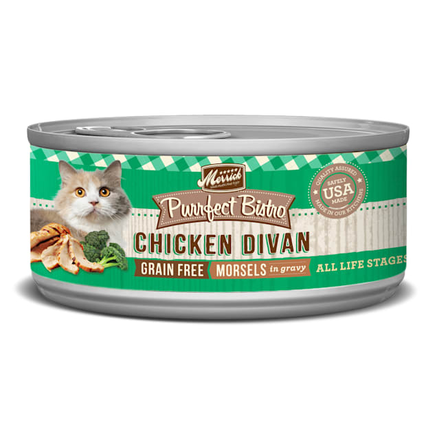 Merrick Purrfect Bistro Grain Free Chicken Divan Morsels in Gravy Wet Cat Food, 5.5 oz., Case of 24 - Carousel image #1